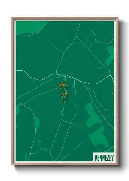 Une affiche de carte sur Vennezey