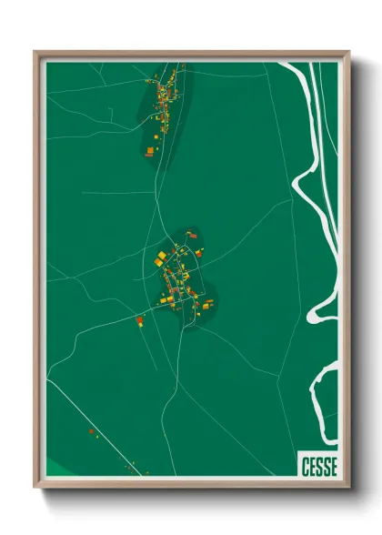 Une affiche de carte sur Cesse