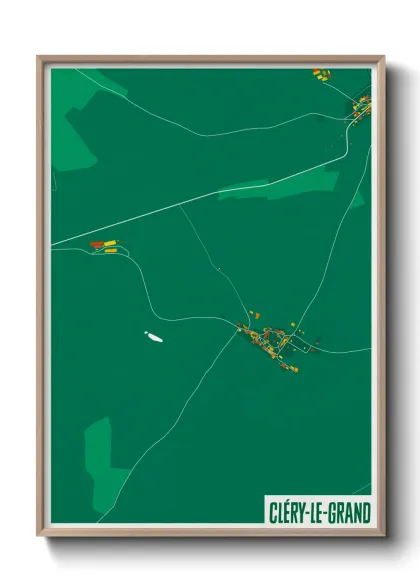 Une affiche de carte sur Cléry-le-Grand