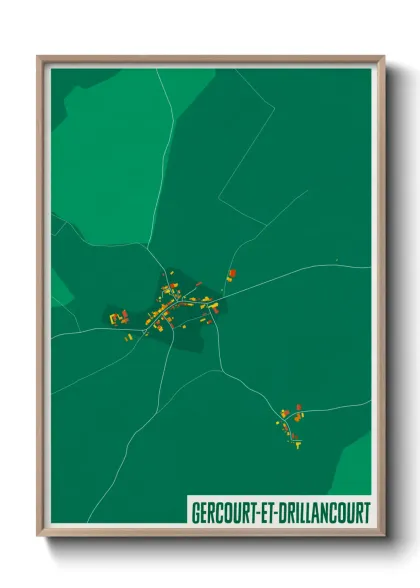 Une affiche de carte sur Gercourt-et-Drillancourt