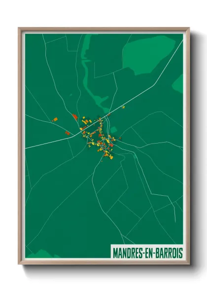 Une affiche de carte sur Mandres-en-Barrois