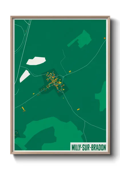 Une affiche de carte sur Milly-sur-Bradon