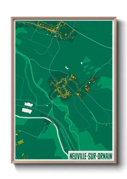 Une affiche de carte sur Neuville-sur-Ornain