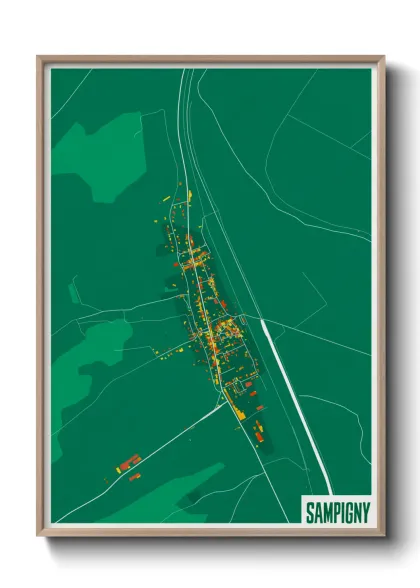 Une affiche de carte sur Sampigny