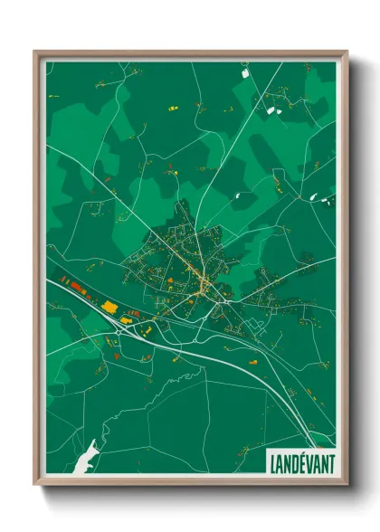 Une affiche de carte sur Landévant