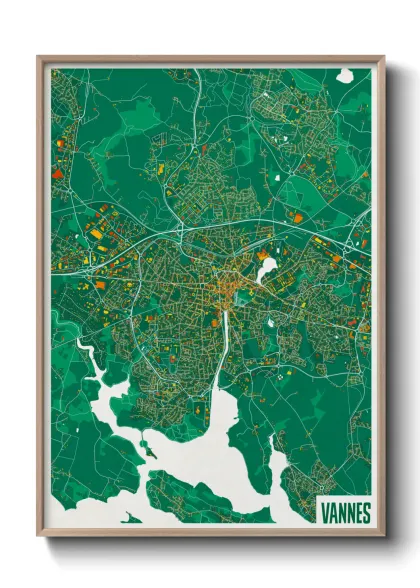 Une affiche de carte sur Vannes