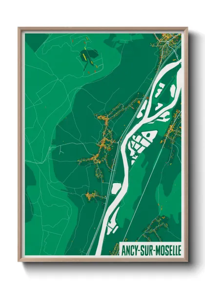 Une affiche de carte sur Ancy-sur-Moselle