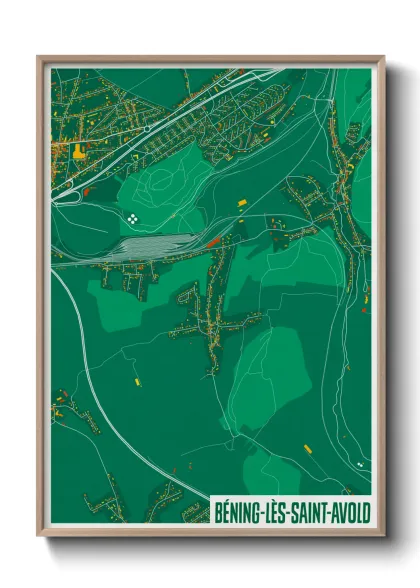 Une affiche de carte sur Béning-lès-Saint-Avold