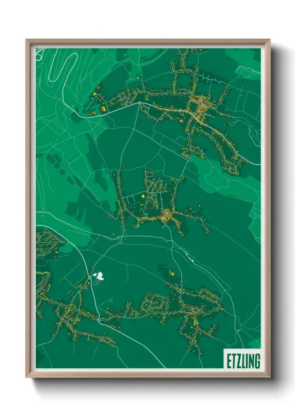 Une affiche de carte sur Etzling