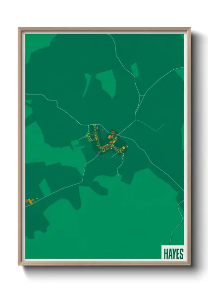 Une affiche de carte sur Hayes