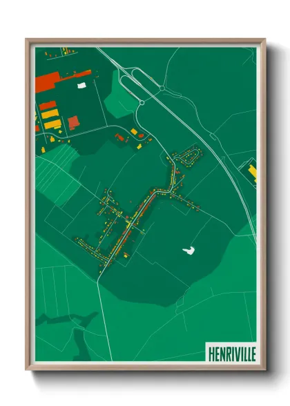 Une affiche de carte sur Henriville