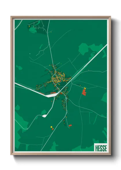 Une affiche de carte sur Hesse