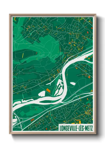 Une affiche de carte sur Longeville-lès-Metz