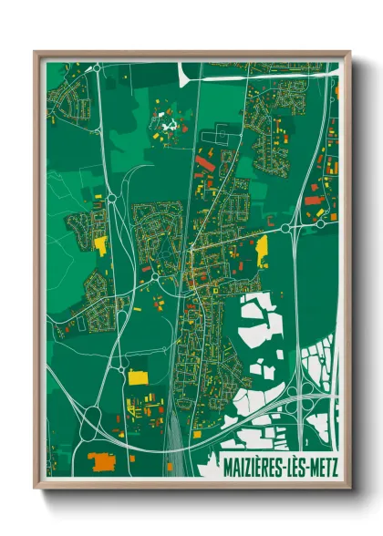 Une affiche de carte sur Maizières-lès-Metz