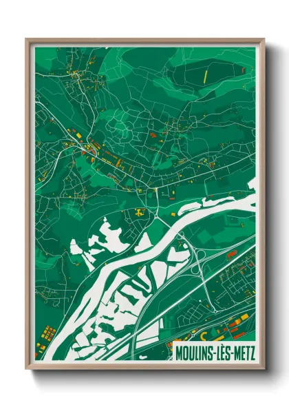 Une affiche de carte sur Moulins-lès-Metz