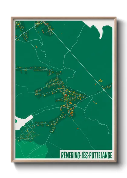 Une affiche de carte sur Rémering-lès-Puttelange