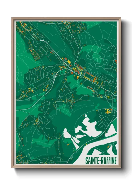 Une affiche de carte sur Sainte-Ruffine