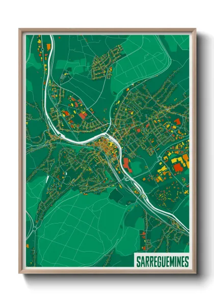 Une affiche de carte sur Sarreguemines