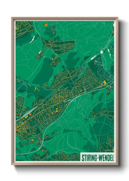 Une affiche de carte sur Stiring-Wendel