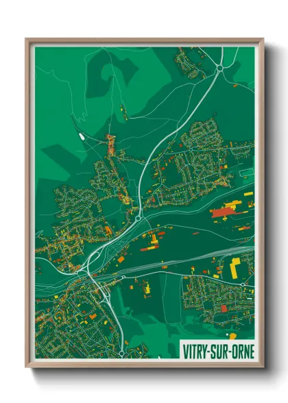 Une affiche de carte sur Vitry-sur-Orne