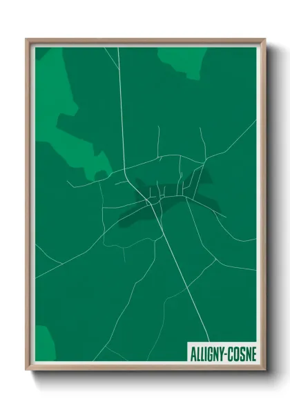 Une affiche de carte sur Alligny-Cosne