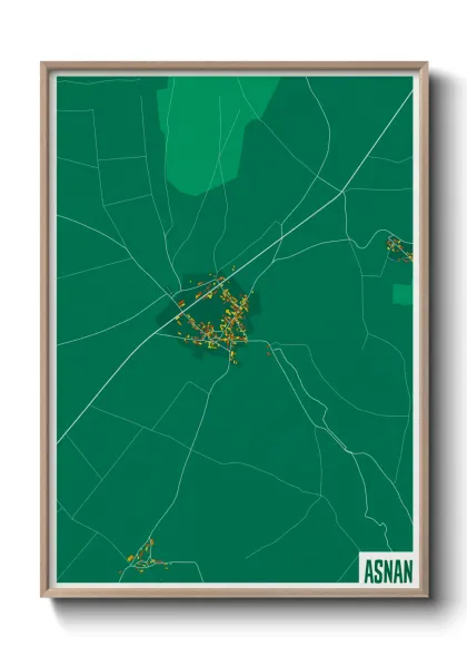 Une affiche de carte sur Asnan