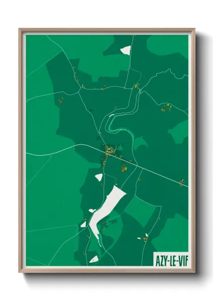 Une affiche de carte sur Azy-le-Vif