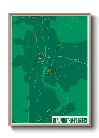Une affiche de carte sur Beaumont-la-Ferrière