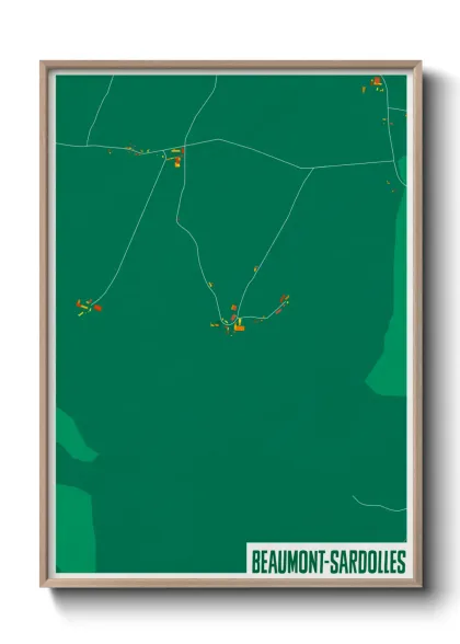 Une affiche de carte sur Beaumont-Sardolles