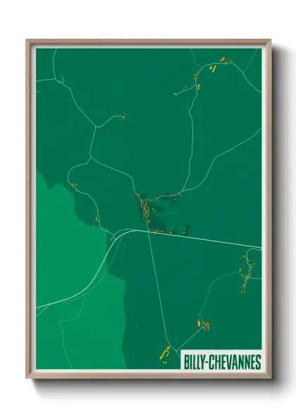 Une affiche de carte sur Billy-Chevannes