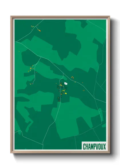 Une affiche de carte sur Champvoux