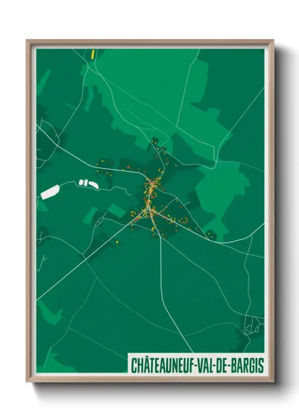 Une affiche de carte sur Châteauneuf-Val-de-Bargis
