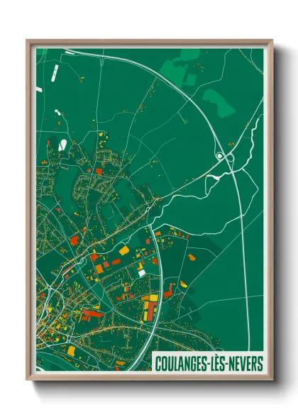 Une affiche de carte sur Coulanges-lès-Nevers