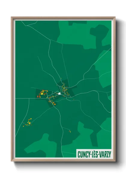 Une affiche de carte sur Cuncy-lès-Varzy