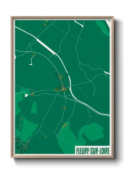 Une affiche de carte sur Fleury-sur-Loire