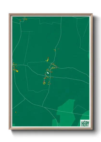 Une affiche de carte sur Héry