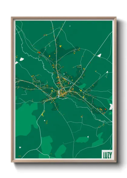 Une affiche de carte sur Luzy