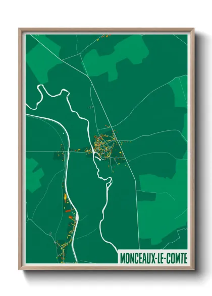 Une affiche de carte sur Monceaux-le-Comte
