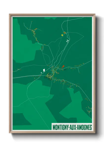 Une affiche de carte sur Montigny-aux-Amognes