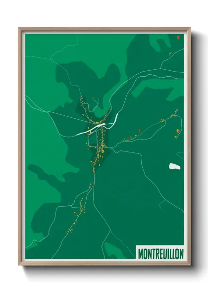 Une affiche de carte sur Montreuillon