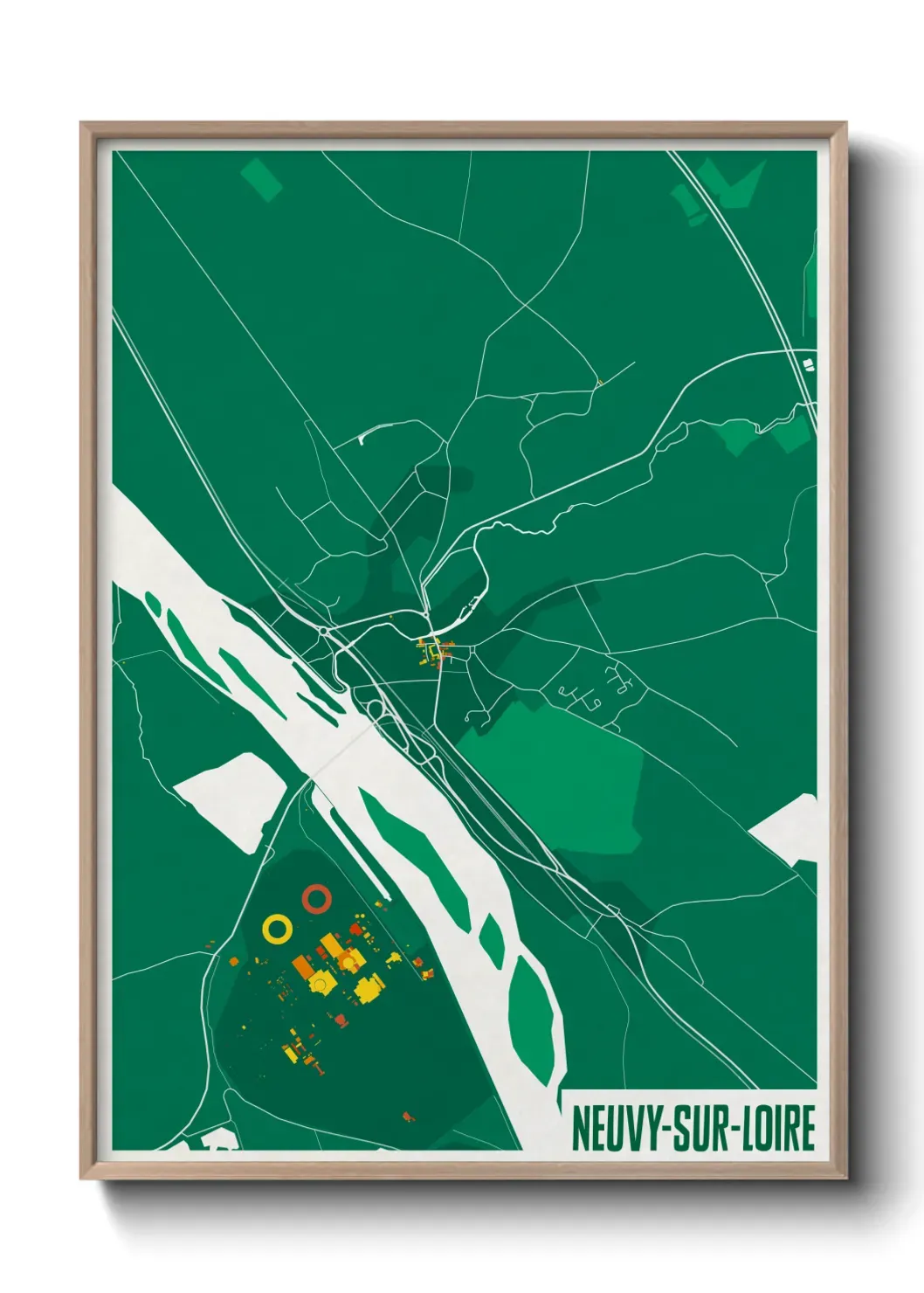 Un poster carte Neuvy-sur-Loire