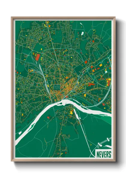 Une affiche de carte sur Nevers