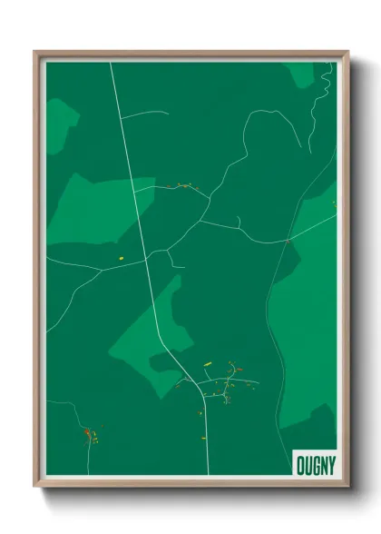 Une affiche de carte sur Ougny