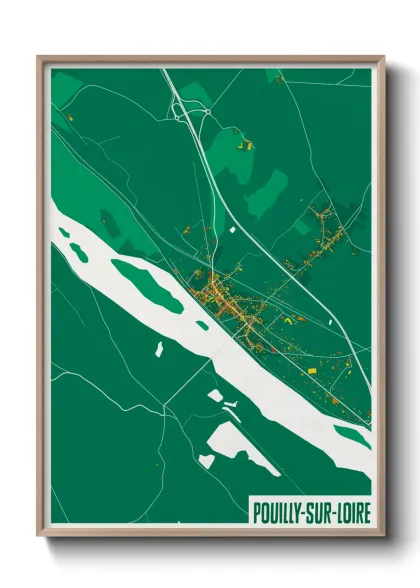 Une affiche de carte sur Pouilly-sur-Loire