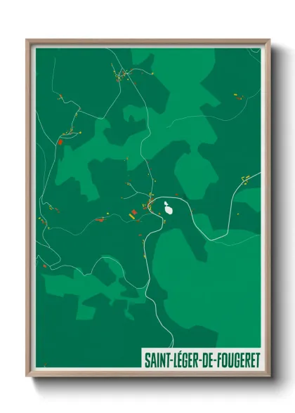 Une affiche de carte sur Saint-Léger-de-Fougeret