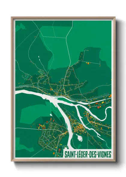 Une affiche de carte sur Saint-Léger-des-Vignes