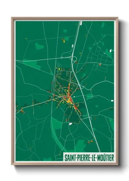 Une affiche de carte sur Saint-Pierre-le-Moûtier
