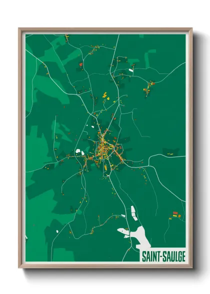 Une affiche de carte sur Saint-Saulge