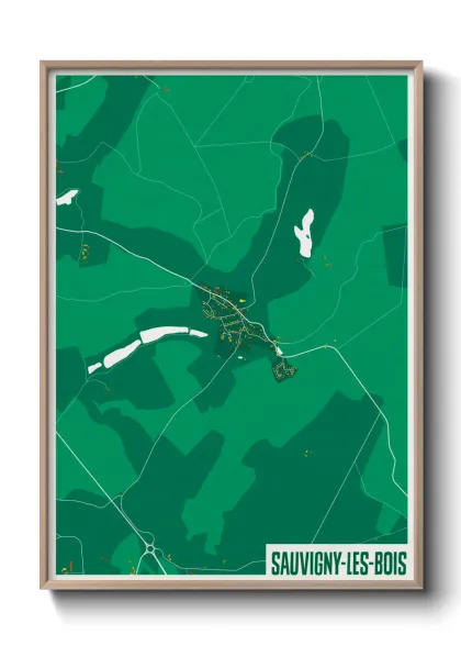 Une affiche de carte sur Sauvigny-les-Bois