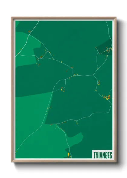Une affiche de carte sur Thianges
